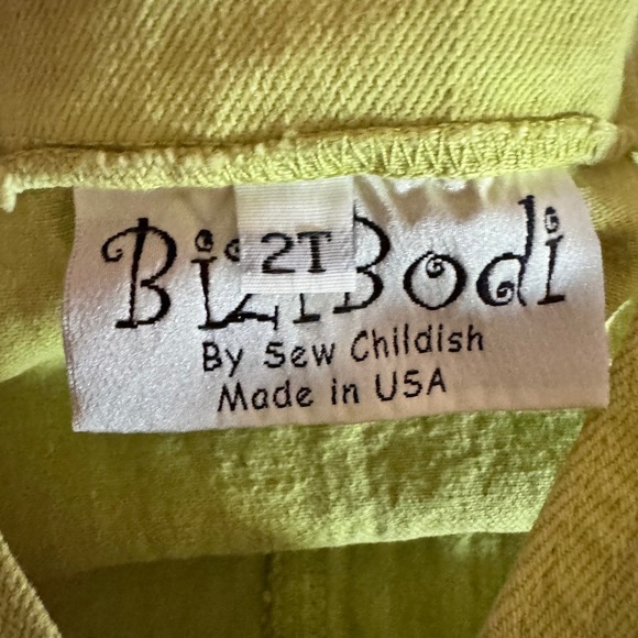 Bizi Bodi Lime Green Kids‎ Overalls Size 2T Quirky Cute| Whimsical Kid wear - Picture 6 of 8